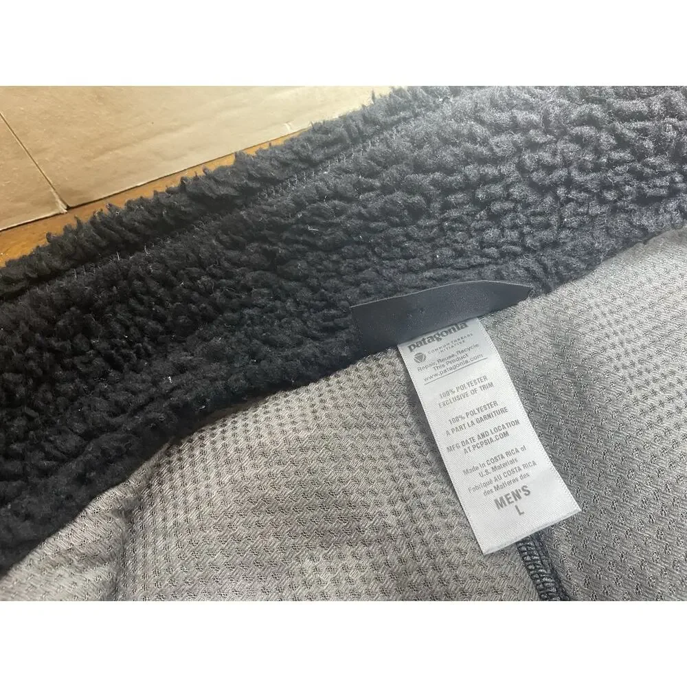 Patagonia Vest Mens L Black Classic Retro X Deep Pile Fleece Outdoor 23047